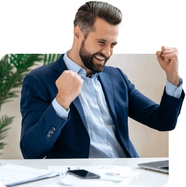 Man in a Suit Celebrating